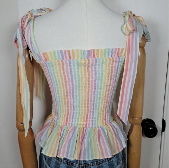 Yumi Kim Anthropologie Moon River Rainbow Tie Smocked Tank Top Size XXS - Picture 7 of 10